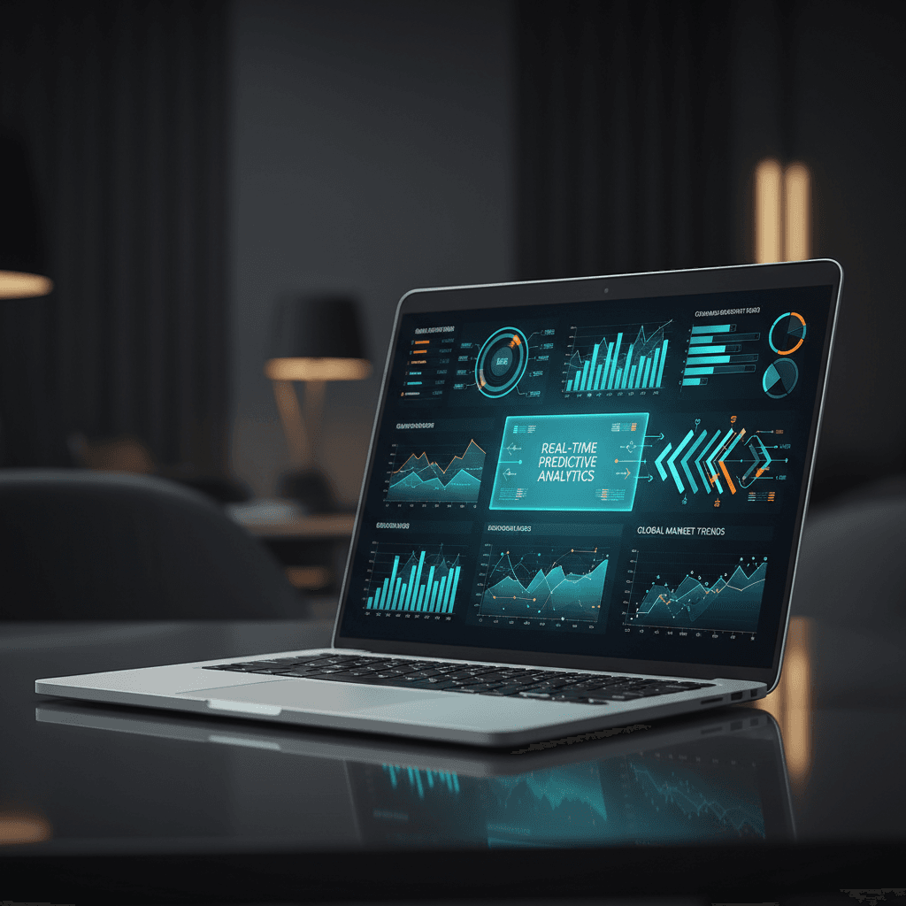 Predictive analytics dashboard on laptop screen
