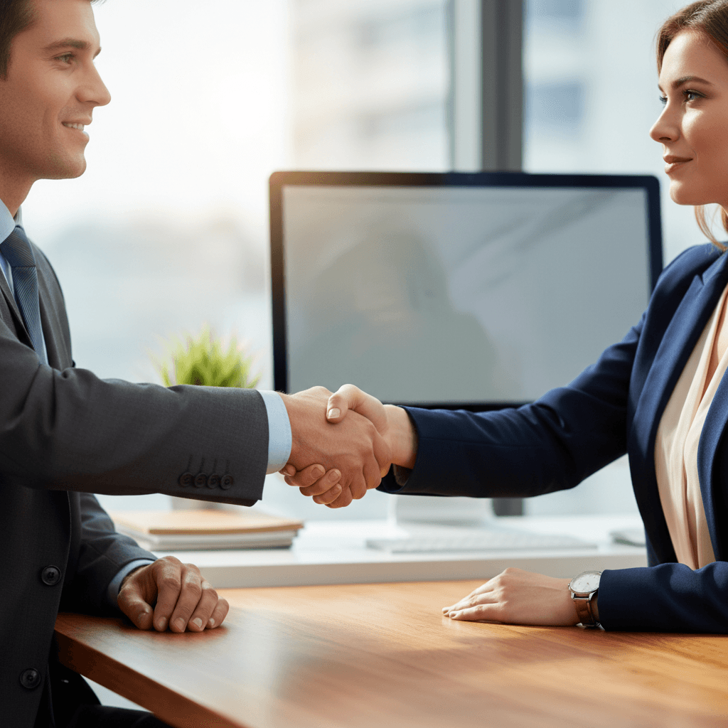 Consultant meeting with business executive