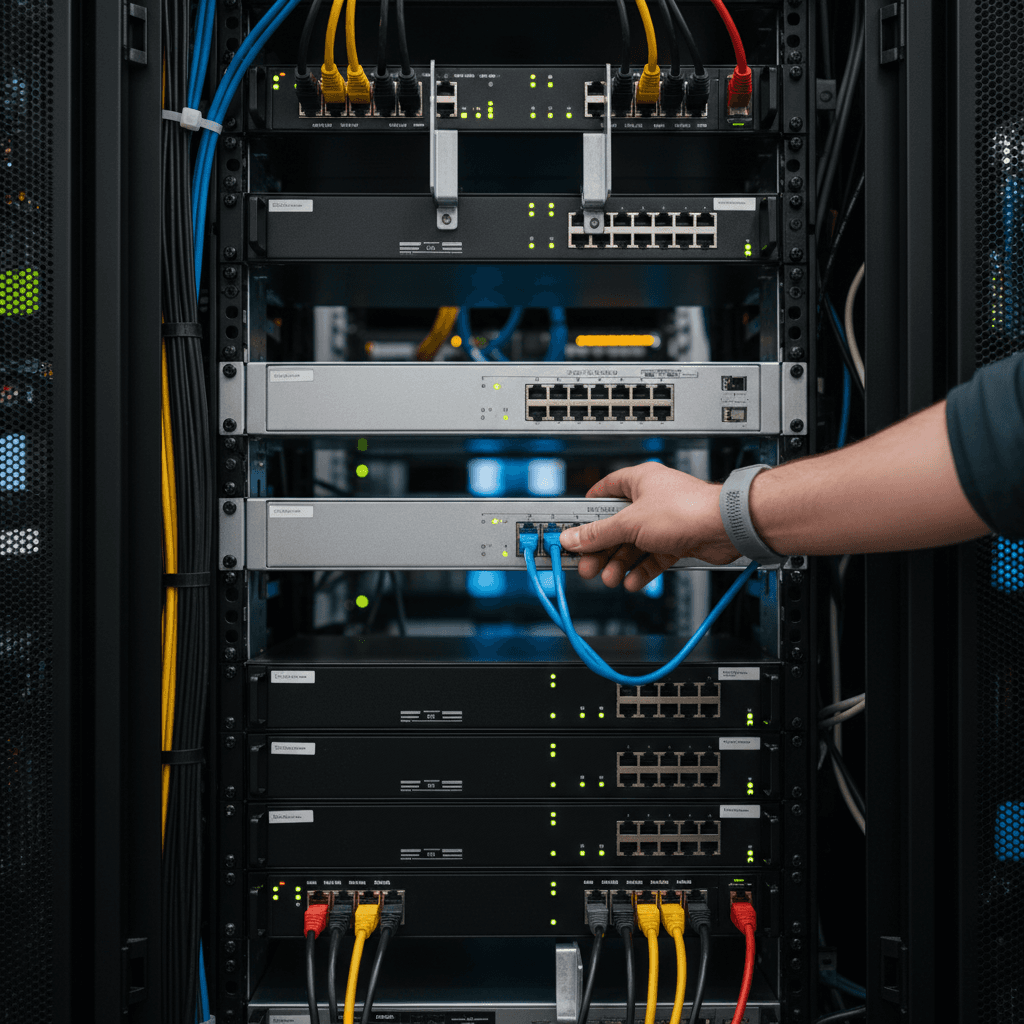 Server room network infrastructure connection